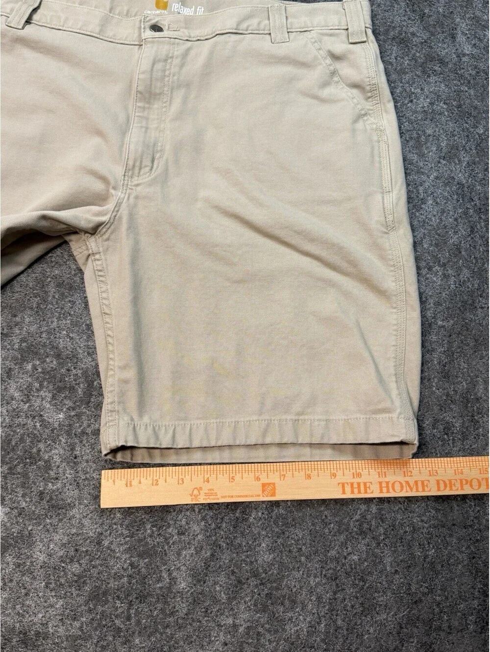 Carhartt Relaxed Fit Carpenter Work Shorts Khaki Tan Mens 42 Cotton Stretch